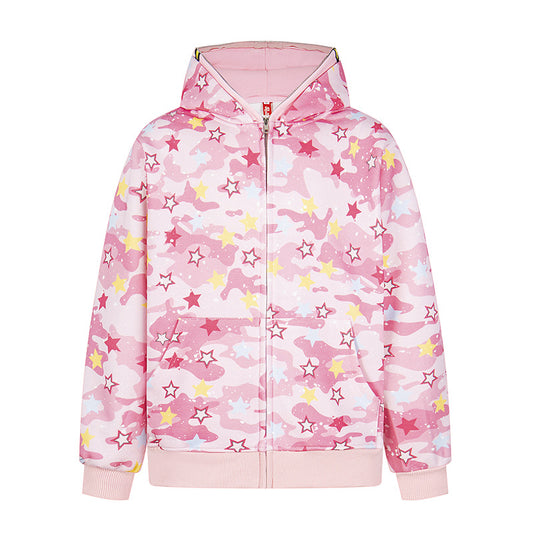 Camouflage Star Print Hoodie Unisex Loose Couple Casual Outerwear