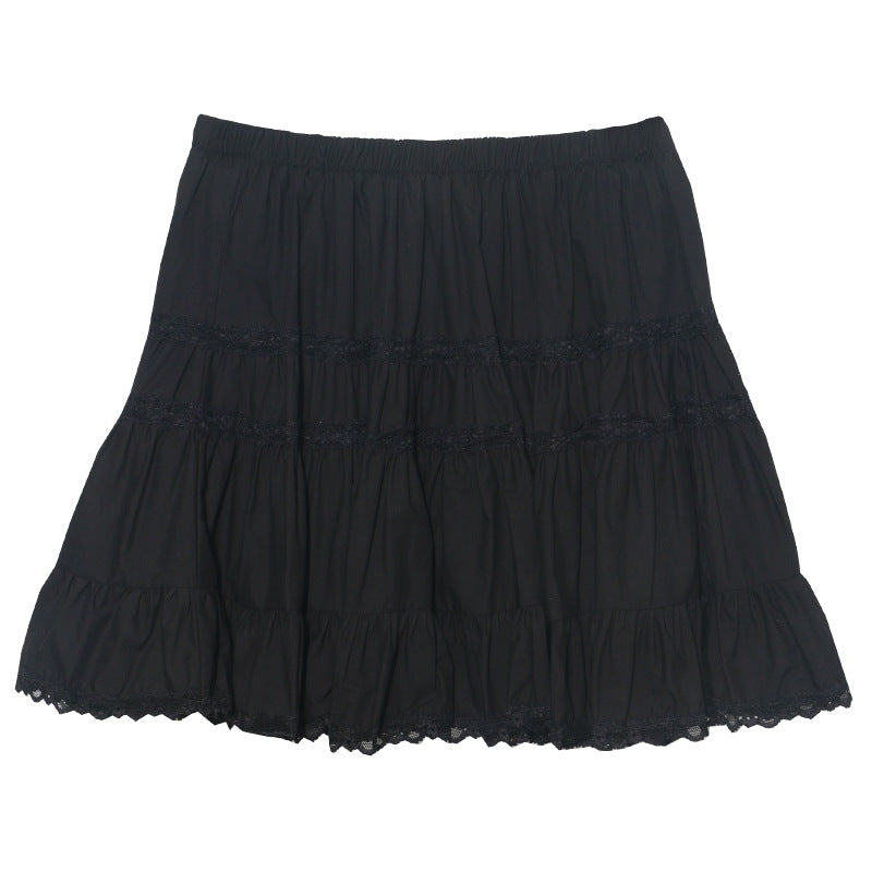 High-Waisted Half-Length Skirt with Versatile Lace and Fluffy Design for Women