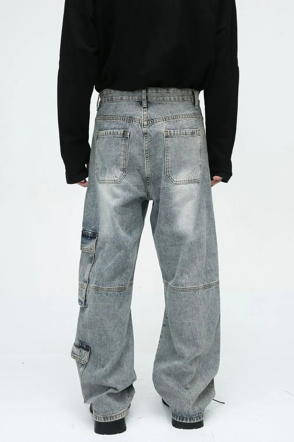 Harajuku Wide Leg Jeans with Cargo Pockets