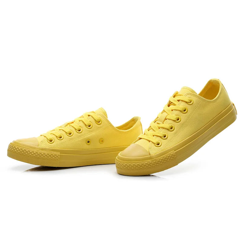 Harajuku Style Canvas Sneakers - Lemon Yellow & Pure White