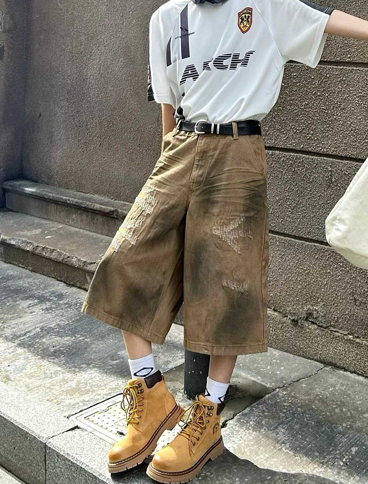 Washed Vintage Loose Denim Shorts