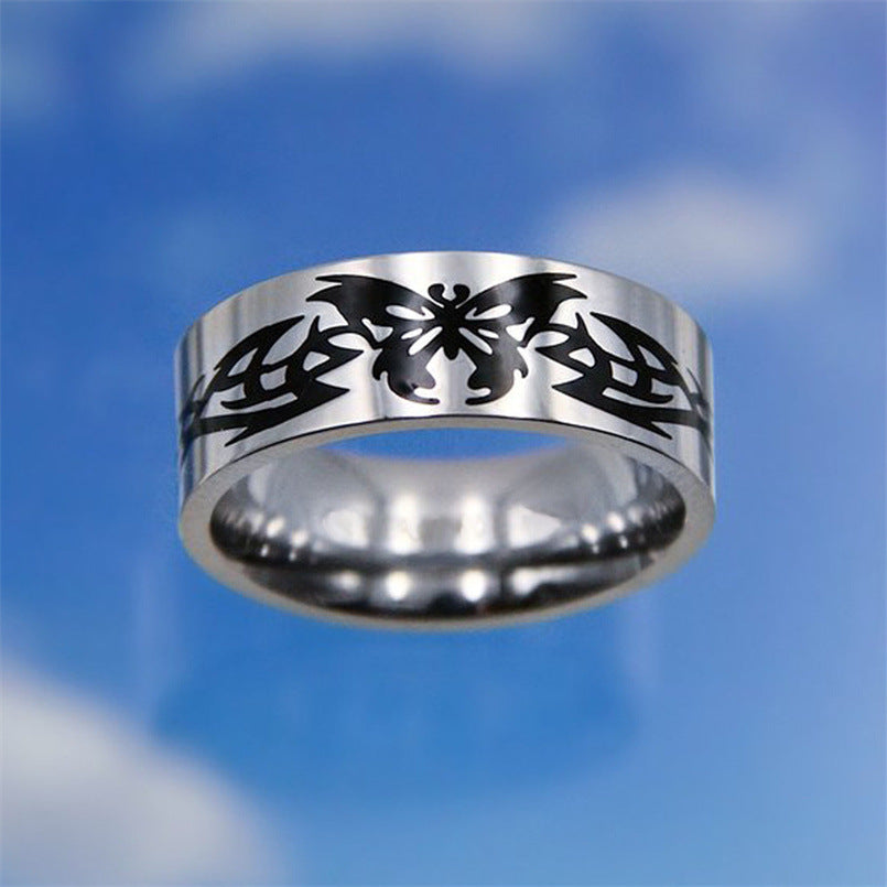 Retro Punk Titanium Steel Moon Thorns Ring