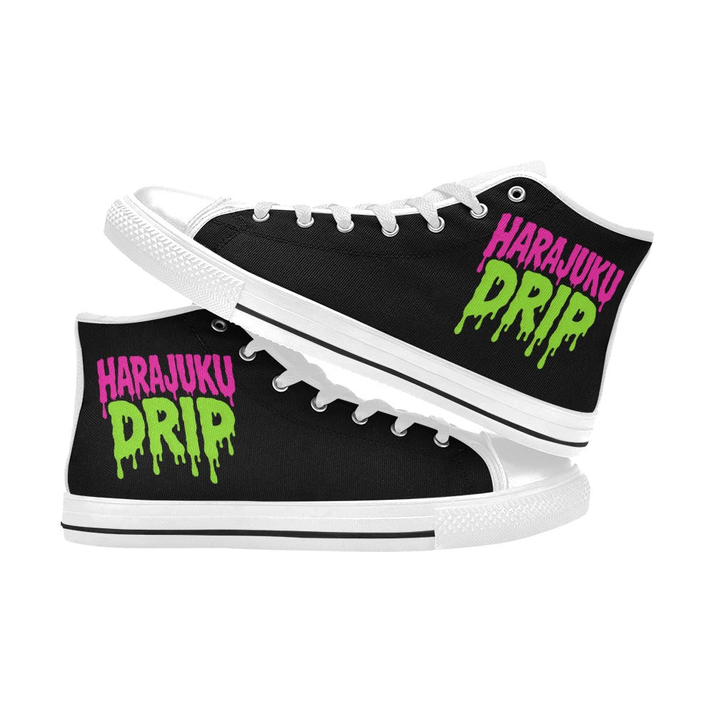 Harajuku Drip Neon Logo High Top Canvas Women's Shoes