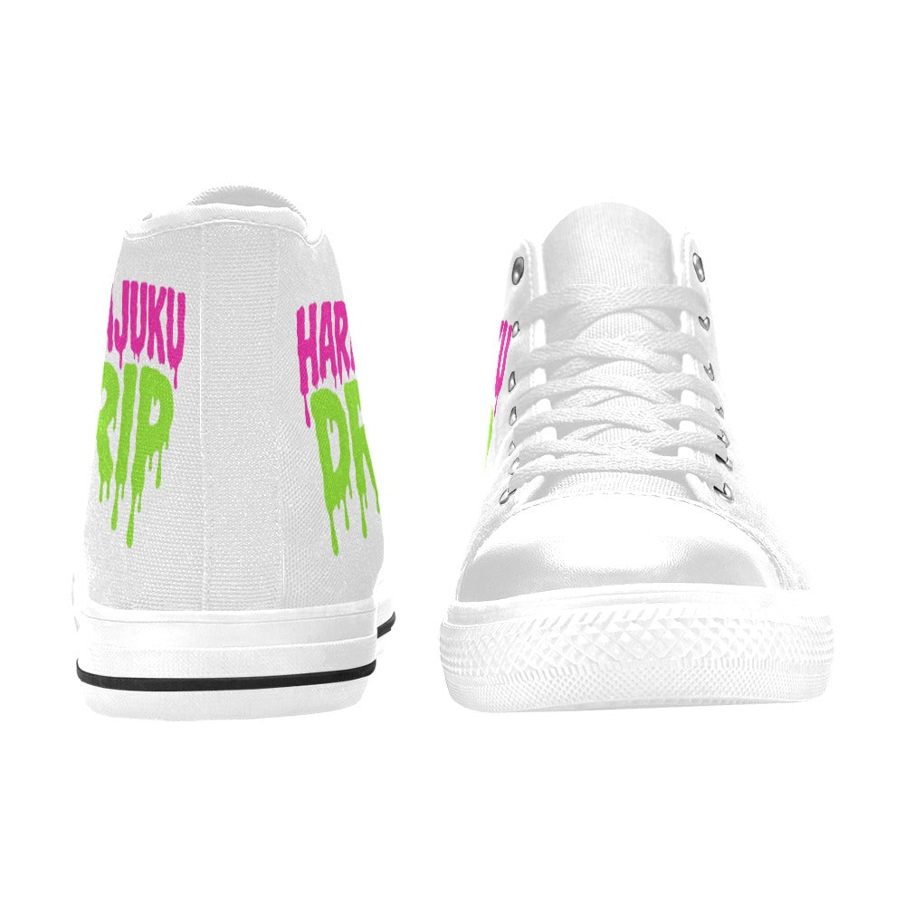 Harajuku Drip Neon Logo High Top Canvas Women's Shoes