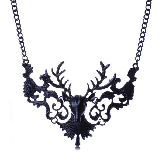 Vintage Deer Pendant Necklace - Playful Halloween Jewelry