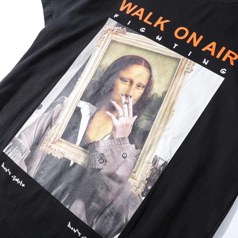 Funny Smoking Mona Lisa T-Shirt - Harajuku Style Cotton Tee