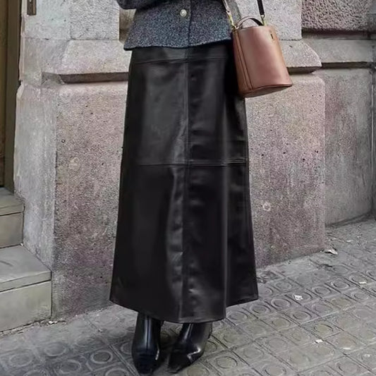 Casual High-Waisted Straight Leg Skirt