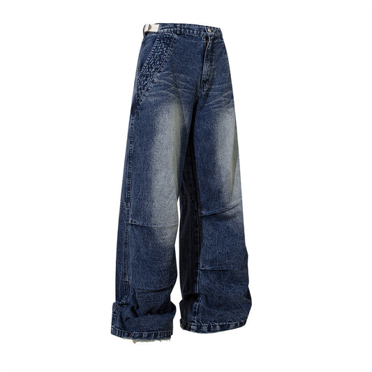 Faded Denim Workwear Trousers - Hip Hop Style