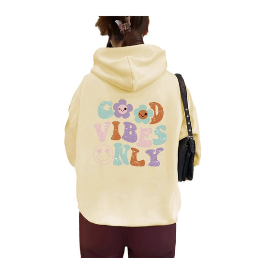 Good Vibes Printed Hoodie Top