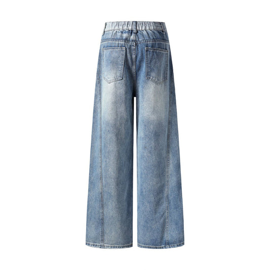Washed Ground White Wide Leg Jeans - Harajuku Style