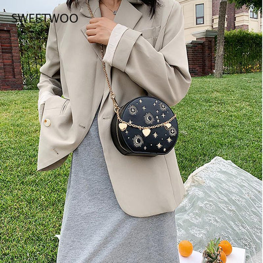 Harajuku Style Starry Sky Round Crossbody Bag