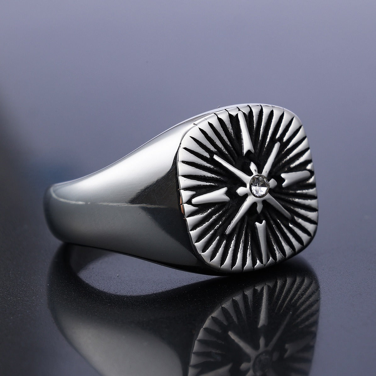 Men's Viking Compass Ring - Nordic Navigator Style