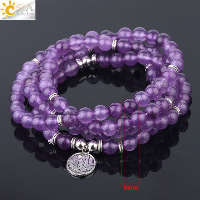 Natural Stone Yoga Healing Bracelet with Tree of Life & Lotus Charms