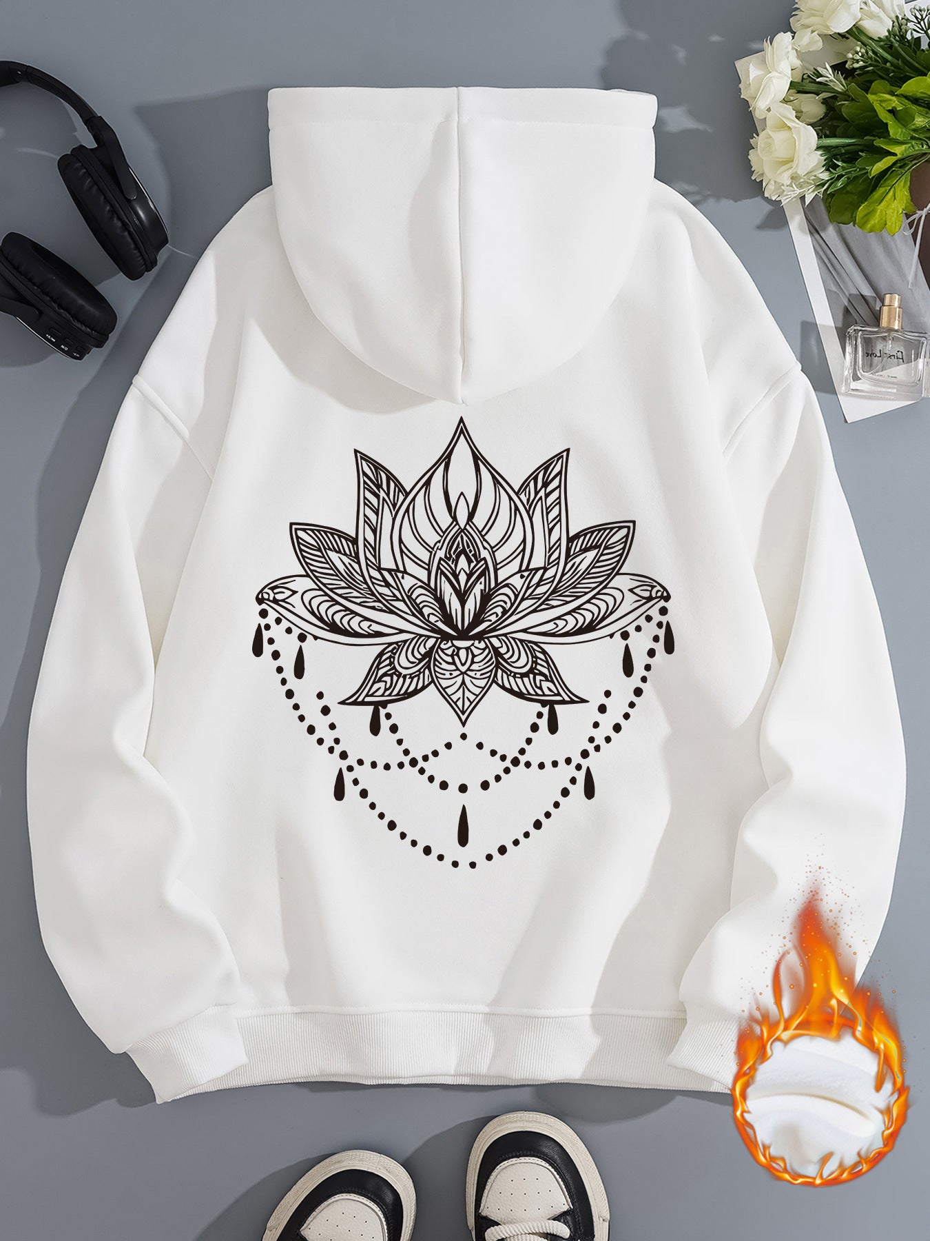 Thick Hoodie with Pattern Print
