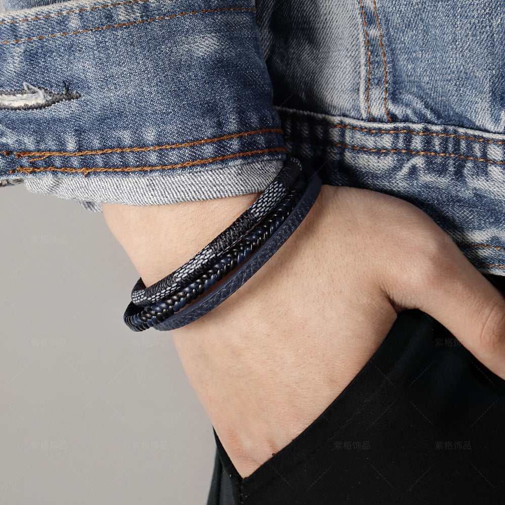 Retro Hand-Woven Leather Bracelet - Unisex Multi-Layer