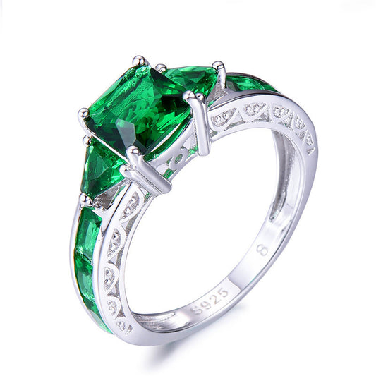Playful Square Green Stone May Birthstone Ring