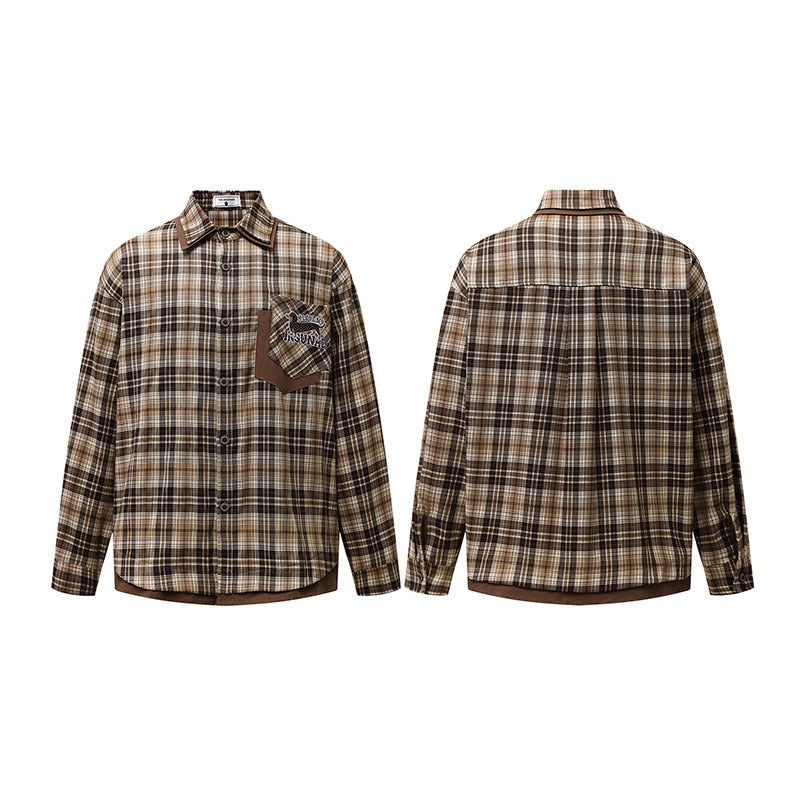Harajuku Brown Plaid Shirt - Loose Casual Blouse Jacket