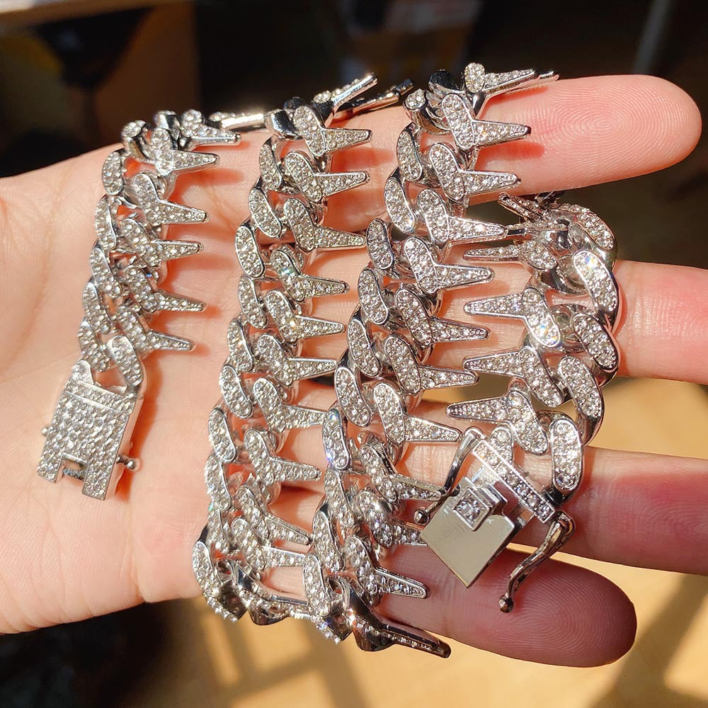 Exaggerated Full Diamond Geometric Necklace - Harajuku Style