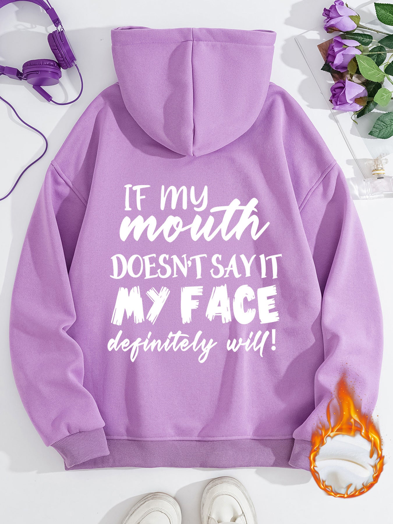 Mouth My Face Printed Hoodie