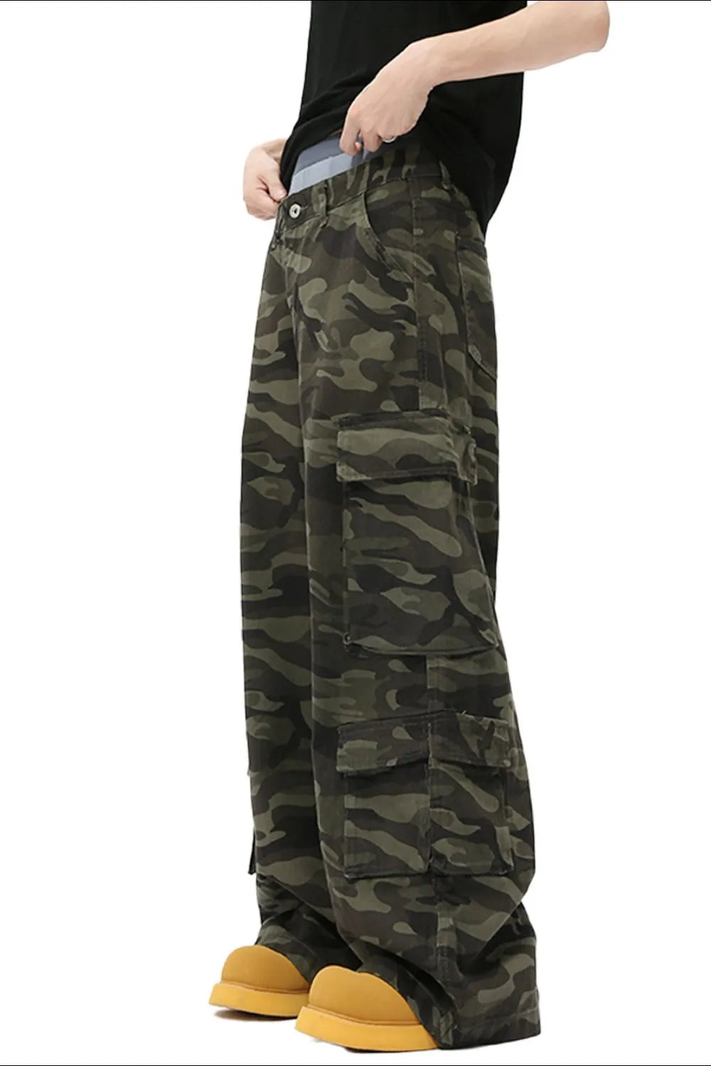 Playful Camouflage Cargo Jeans for Harajuku Style