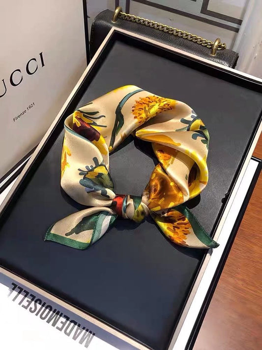 Harajuku Style Silk Scarf - Versatile Autumn Neckband & Headband