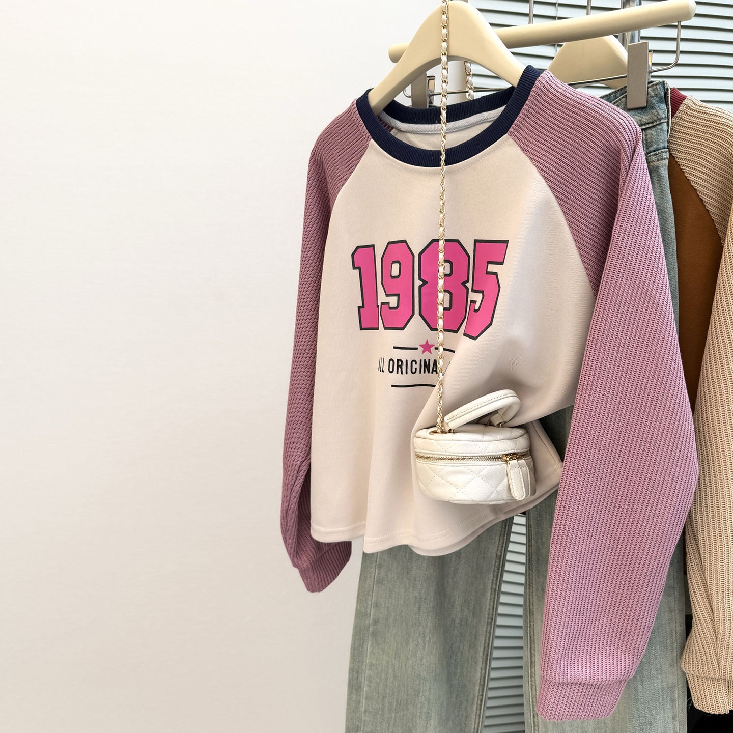 Color-Blocked Knit Long Sleeve Top for Women - Lightweight Loose Fit  Shoulder Sleeve Shirt