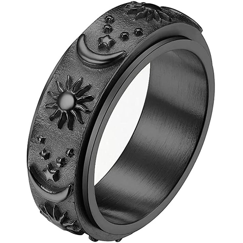 Titanium Steel Star Moon Sun Ring - Harajuku Style Jewelry