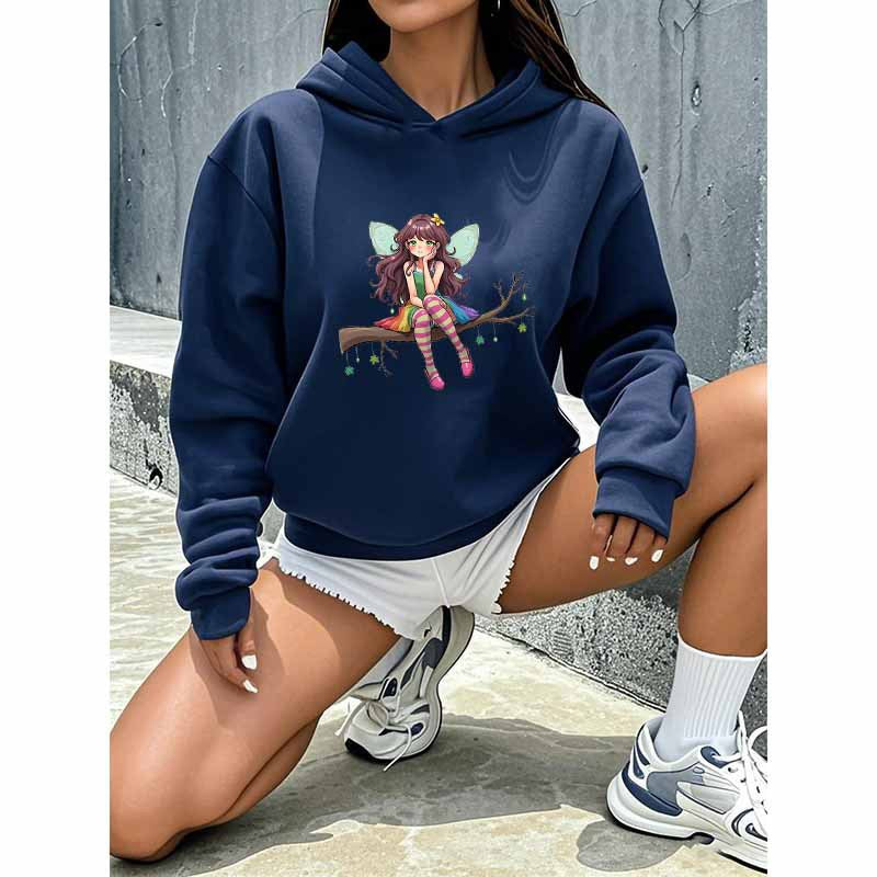 Cartoon Fairy Hooded Sweatshirt - Playful Harajuku Style
