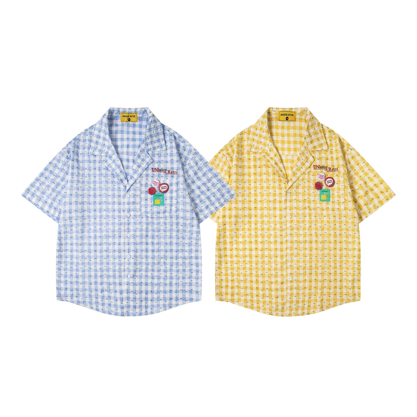 Retro Badge Decorative Design Short Sleeve Shirt