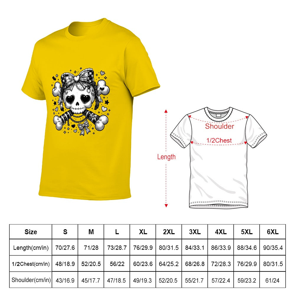 Harajuku Skull and Crossbones Men's Short Sleeve T-shirt - Yellow