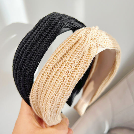 New Wool Knitting Wide Version Cross High Skull Top Face Headband R553
