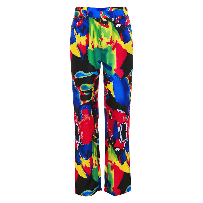 Harajuku High Waist Digital Print Casual Pants