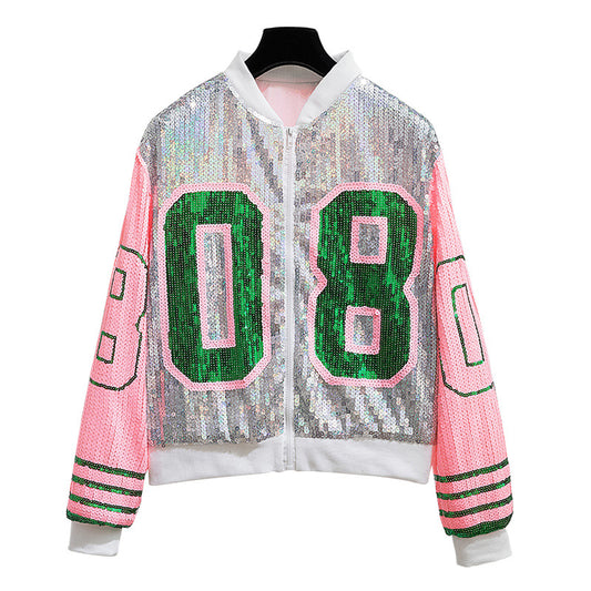 Harajuku Style Sequin Patchwork Jacket for Women