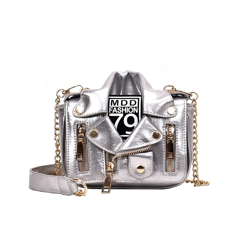 Harajuku Style Motorcycle Bag with Rivets & Zipper