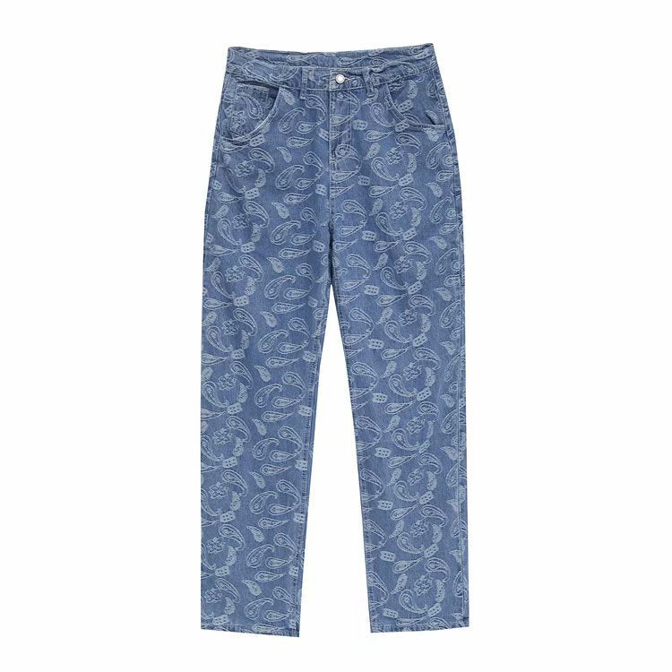 Trendy Japanese Straight Leg Loose Jeans for Men