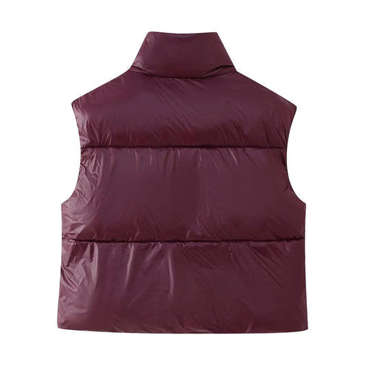 Harajuku Style Solid Color Stand-Up Collar Vest Jacket