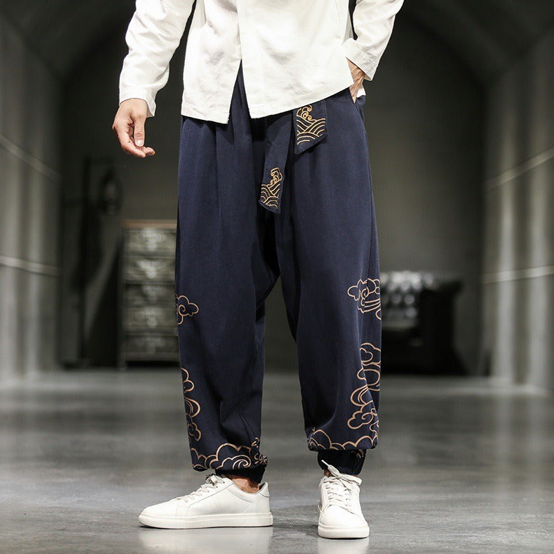 Playful Harajuku Style Minimalist Printed Lantern Pants