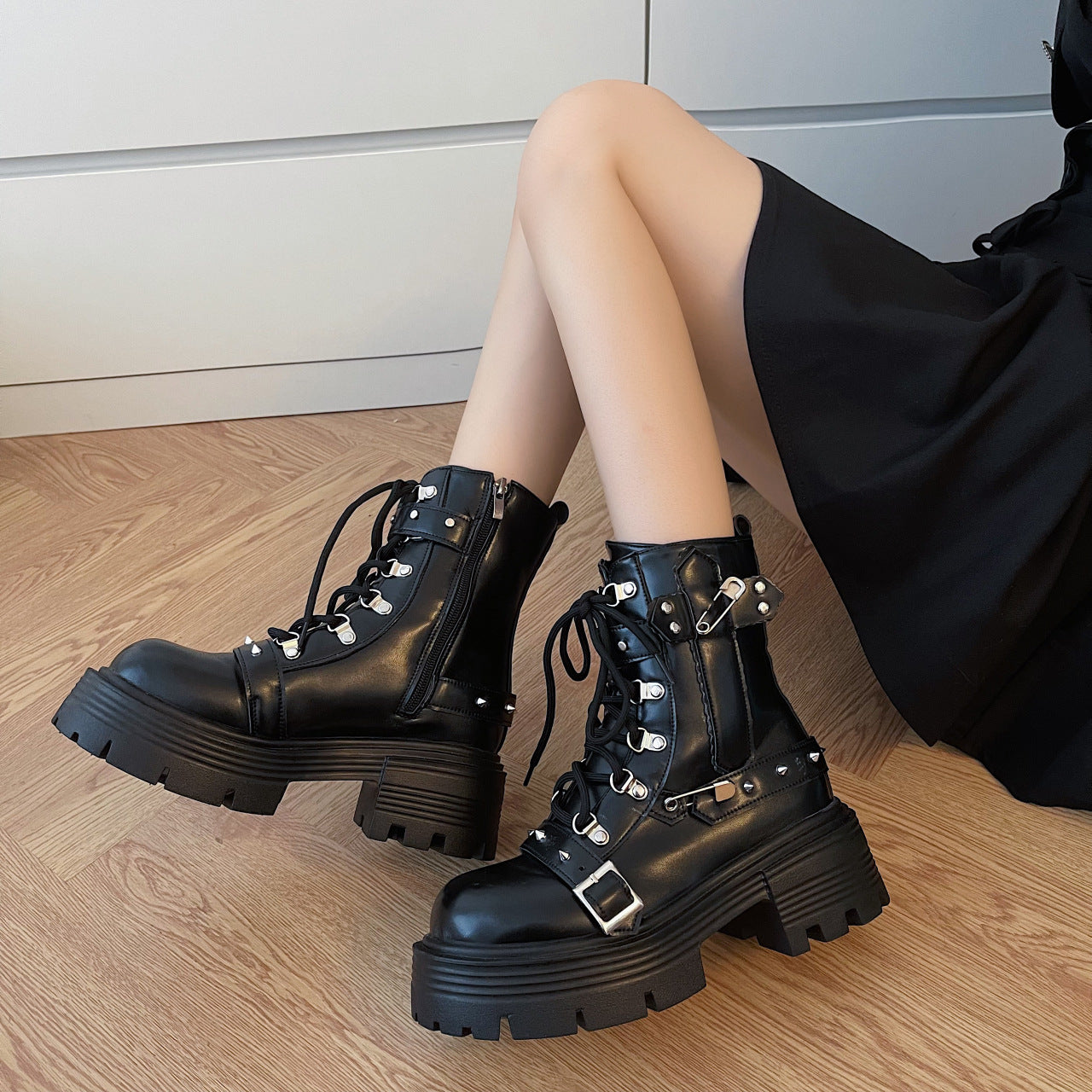 Punk Goth Motorcycle Boots
