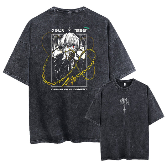 Printed Retro Washed Cotton T-Shirt Clothing