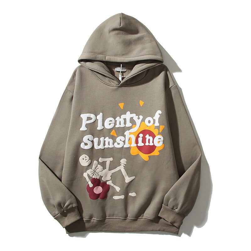 Harajuku Style Retro Graffiti Foam Letter Printing Hoodie