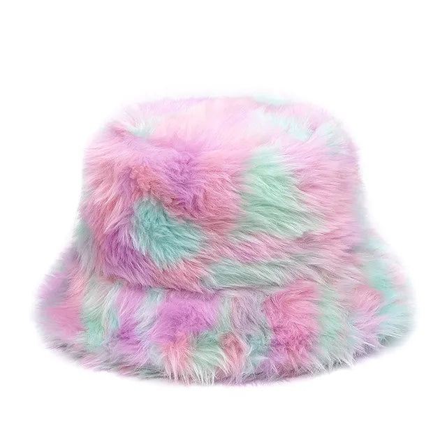 Harajuku Style Zebra Print Faux Fur Panama Bucket Hat
