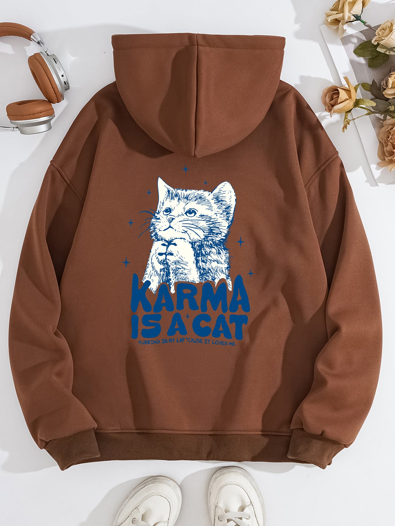 Kangaroo Pocket Hooded Long Sleeve Fleece Hoodie for Cats