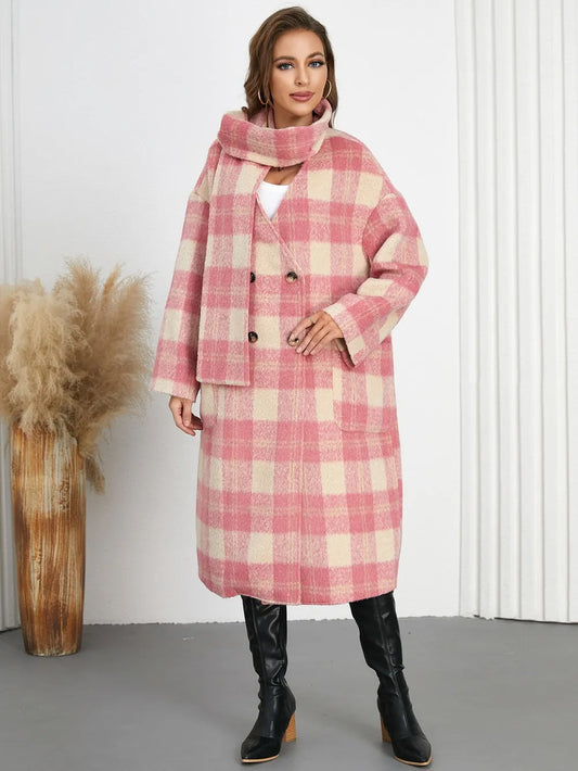 Plaid Button Up Long Sleeve Coat - Harajuku Street Style