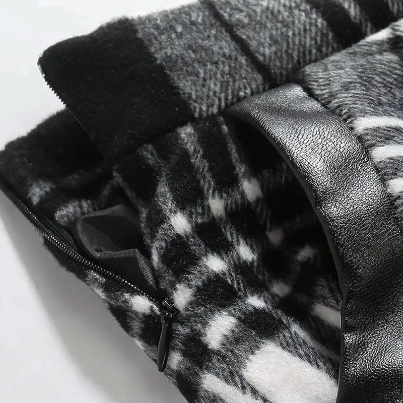 Elegant Black and White Plaid Umbrella Skirt