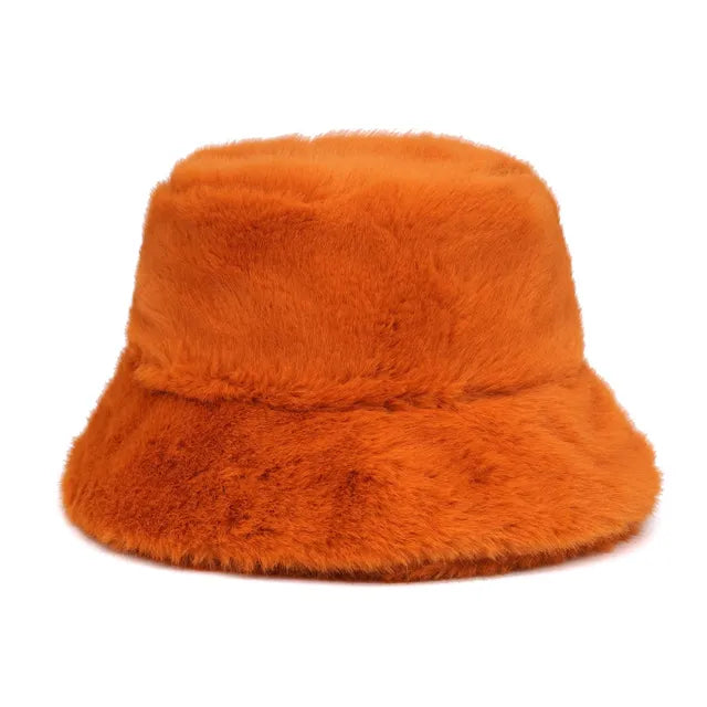 Harajuku Style Zebra Print Faux Fur Panama Bucket Hat