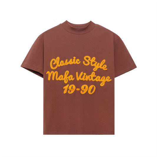 Retro Letter Embroidery Slim Fit T-Shirt