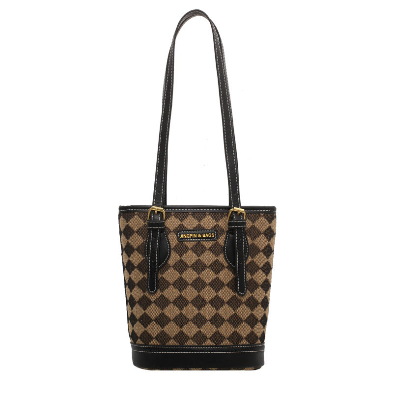 Retro Stitching Bucket Bag for Women