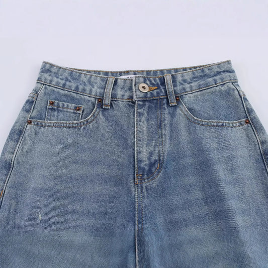 Harajuku-Inspired Ripped Loose Mid Rise Jeans for Women