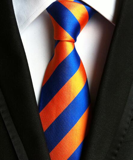 Classic Yellow & Navy Blue Striped Silk Tie