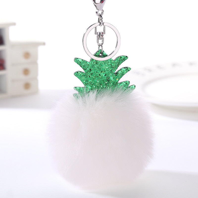 Fluffy Faux Fur Ball Fruit Pompom Keychain